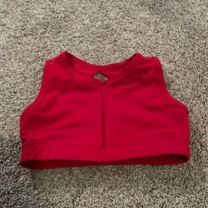 Girls red dance zip crop top size large lg